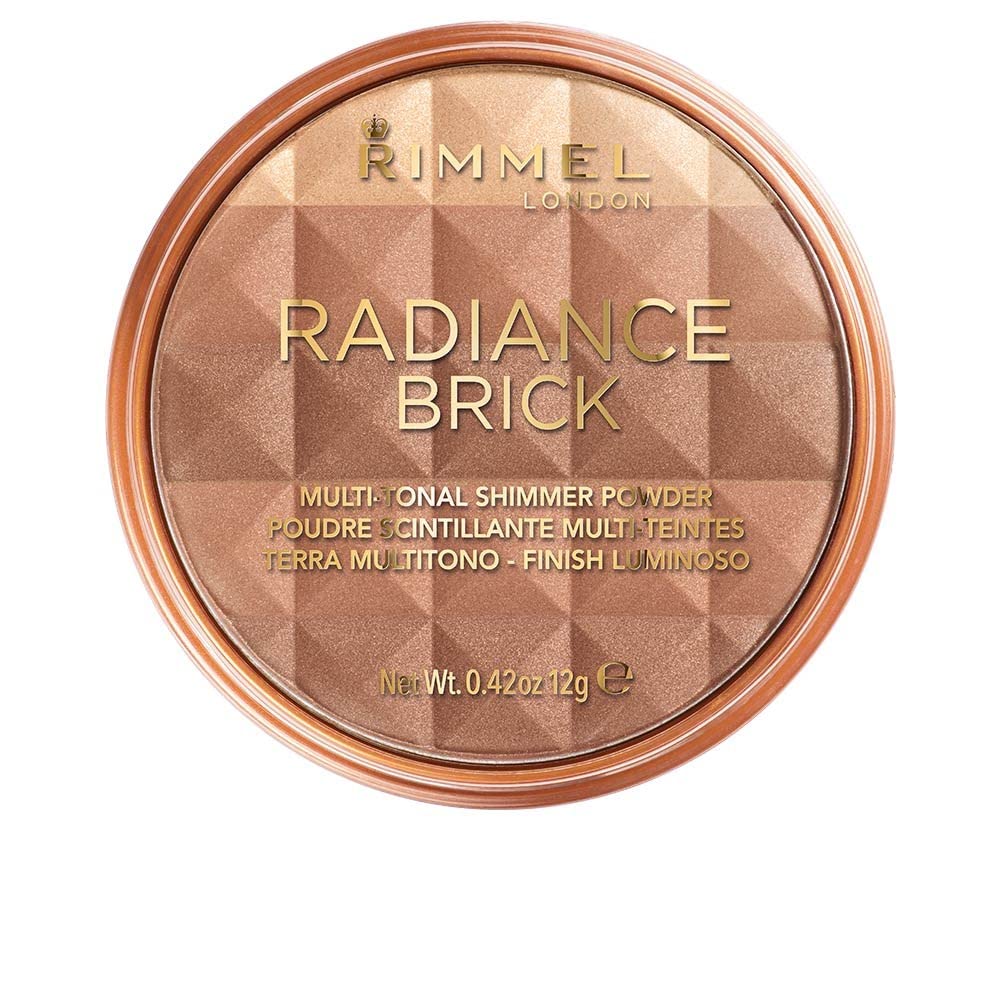 Rimmel London Radiance Shimmer Brick Pressed Bronzer, Light-As-Air Contouring Formula, 002 Medium, 12 g