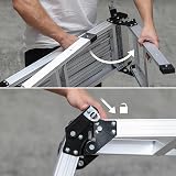 TOUGH MASTER Aluminium Work Platform Foldable Step Ladder 76x30CM Indoor Outdoor view 7