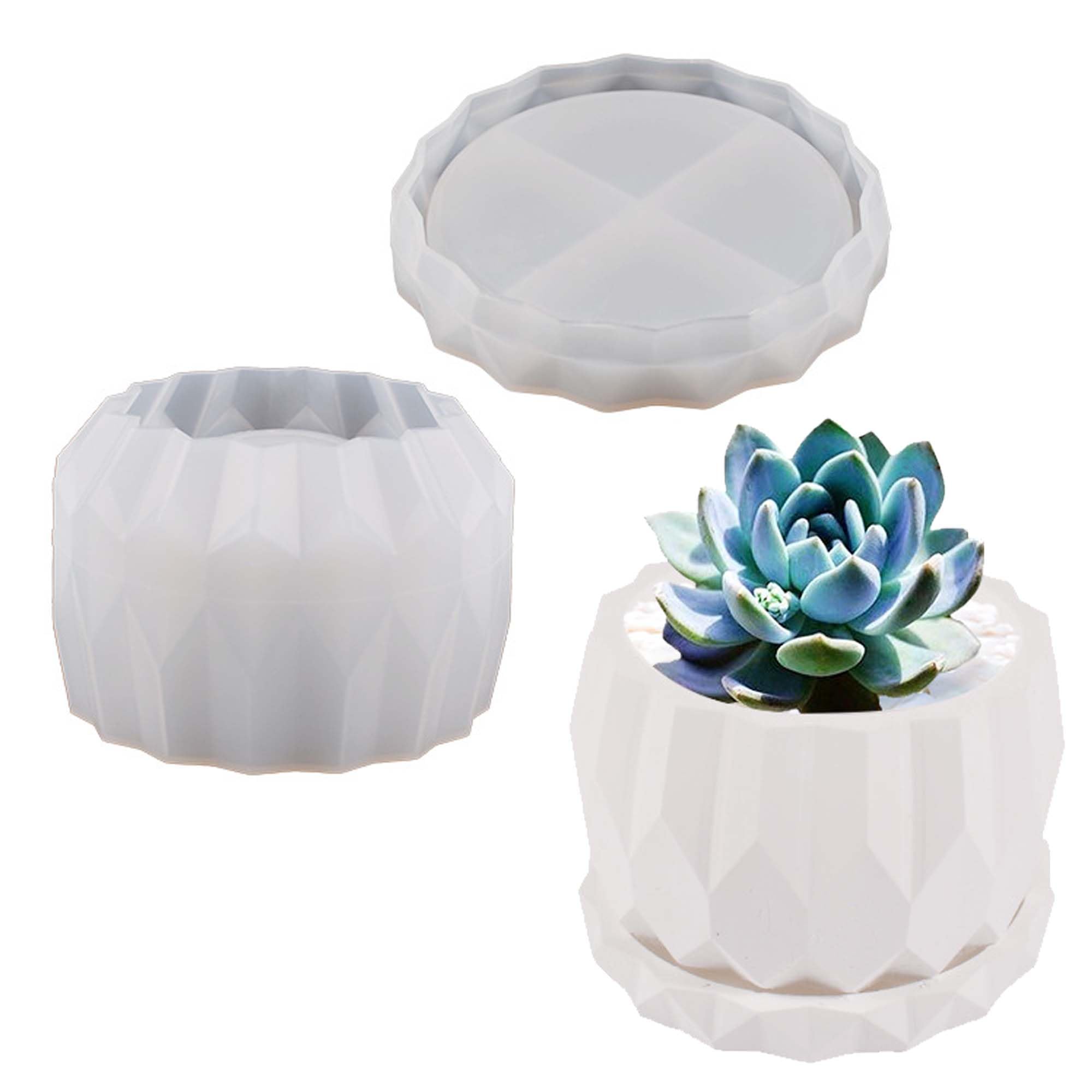 Attuslla DIY Silicone Resin Flower Pot Set - Succulent Plant Molds with Pen Holders