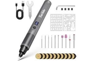 Tarlido Electric Engraving Pen, Mini Cordless Rotary Tools, USB-C Rechargeable Etching Pen, 4V/1200mAh DIY Engraver Machine for Metal, Wood, Glass, Plastic,2 Stencils, Grey