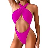 Kaei&Shi Sexy One Piece Swimsuit for Women,Cut Out Criss Cross Bathing Suit,Thong Monokini Swimsuits