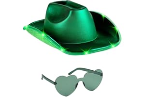 Funcredible Light Up Cowboy Hat and Glasses - Holographic Led Cowboy Hats for Women - Space Cowgirl Costume Outfit