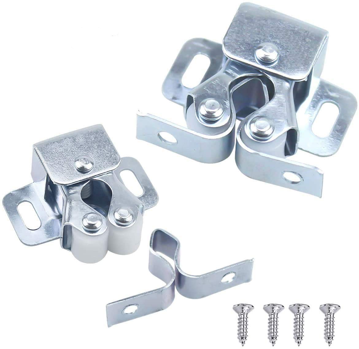 Door Catches,10pcs Double Roller Cupboard Door Latch Hardware,Zinc Plated Roller Cabinet Catch with Screws for Wardrobe,Home Furniture