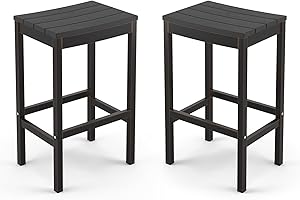 Cozyman Outdoor Bar Stools Set of 2, 26 Inch Black HDPS Top and Bronze Leg Patio Counter Height Barstools with Footrest, Aluminum Bar Stool Chairs for Hot Tub, Balcony, Yard, Indoor Or Outdoor Use