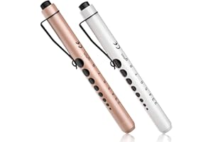 RISEMART Pen Lights for Nurses, 2 Pack Reusable Medical Light with Pupil Gauge and Ruler, White Light LED Penlight for Studen