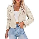 Imily Bela Womens Lapel Trench Coat Double Breasted Cropped Jacket Casual Outwear with Belt
