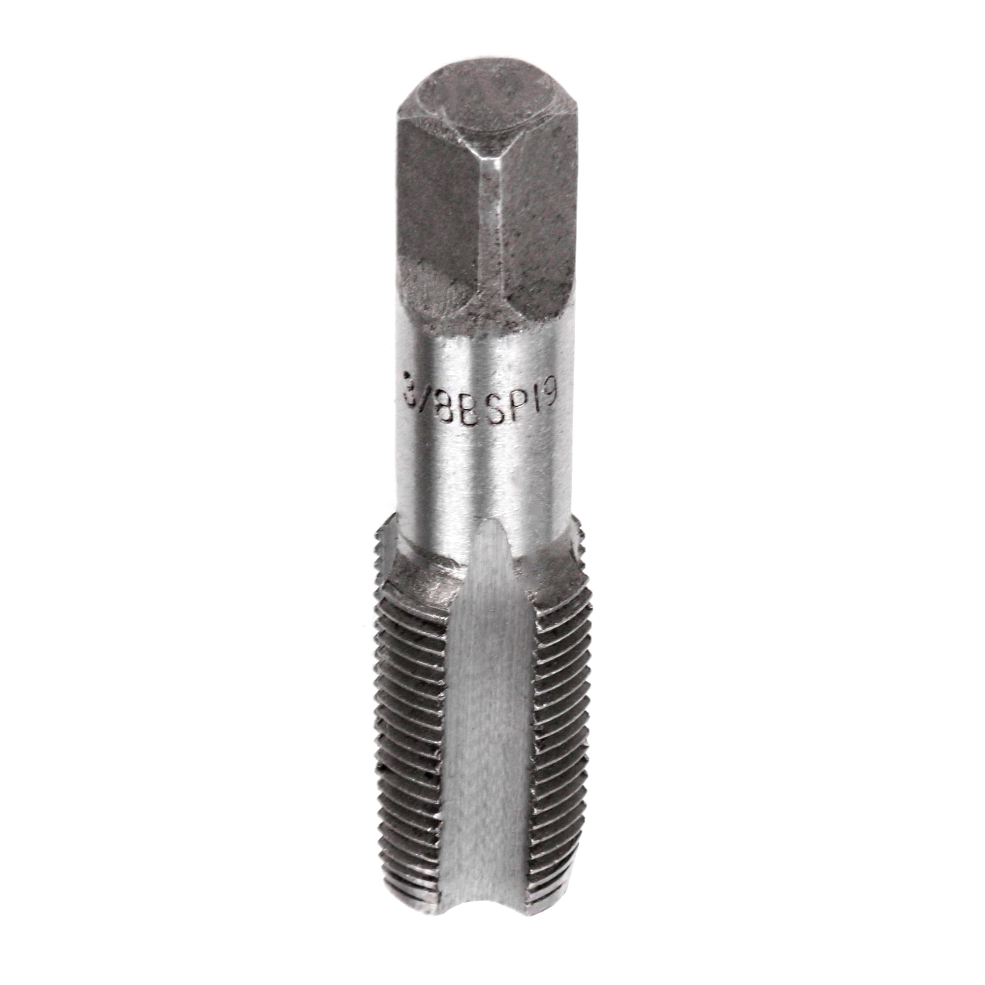 BQLZR Silver 4 Flute 3/8 BSP Bearing Steel Hand Tap Tap Drill Bits Tool for Machining Pipe Thread