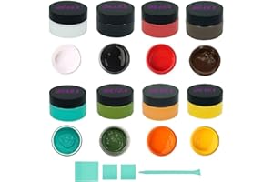 DGAGA 12PCS Chalk Paste with Mini Squeegees,Screen Printing Ink,Chalk Paste Paint for Stencils,Self Adhesive Silk Screen Stencils Paste Starter Kit,Chalkboard Paint for Craft DIY Home Art 50g/Jar