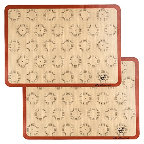 Silicone Macaron Baking Mat - Set of 2 Half Sheet (Thick & Large 11 5/8
