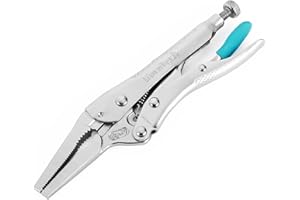 DURATECH 6-1/2Inch Long Nose Locking Pliers, Premium Cr-V Construction, Long Nose Pliers with Wire Cutter for Easy Access to Hard to Reach Areas