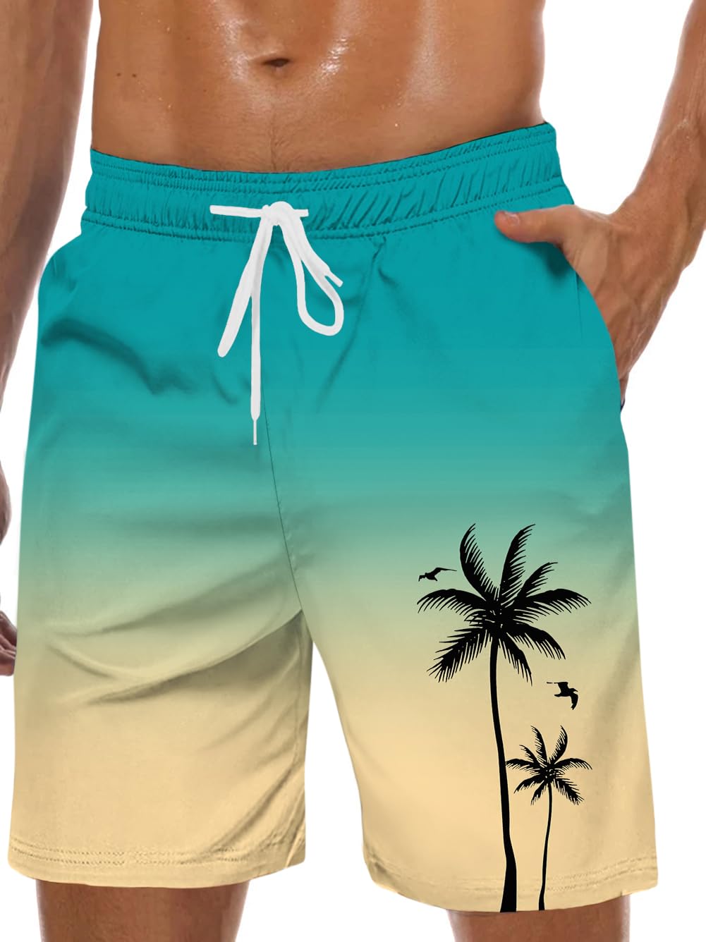 Men's Swim Trunks Hawaiian Bathing Mesh Lining Suit
