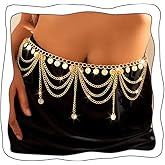 Uranian Gold Waist Chain Belt Layered Belly Chain Butterfly Star Tassel Multi Layer Chain Belts Beach Body Jewelry for Women