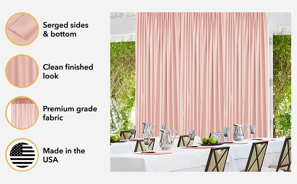 AK TRADING CO. 10 feet x 10 feet Beige Polyester Backdrop Drapes Curtains Panels with Rod Pockets - Wedding Ceremony Party Home Window Decorations