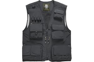 Spanye Mens Fishing Hunting Vest Outdoor Travel Utility Vest Tactical Work Jacket Multi Pocket