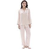 Joyaria Womens Matte Satin Pajamas Set Long Sleeve Button Down Pjs Ultra Sof Silk Sleepwear Cool