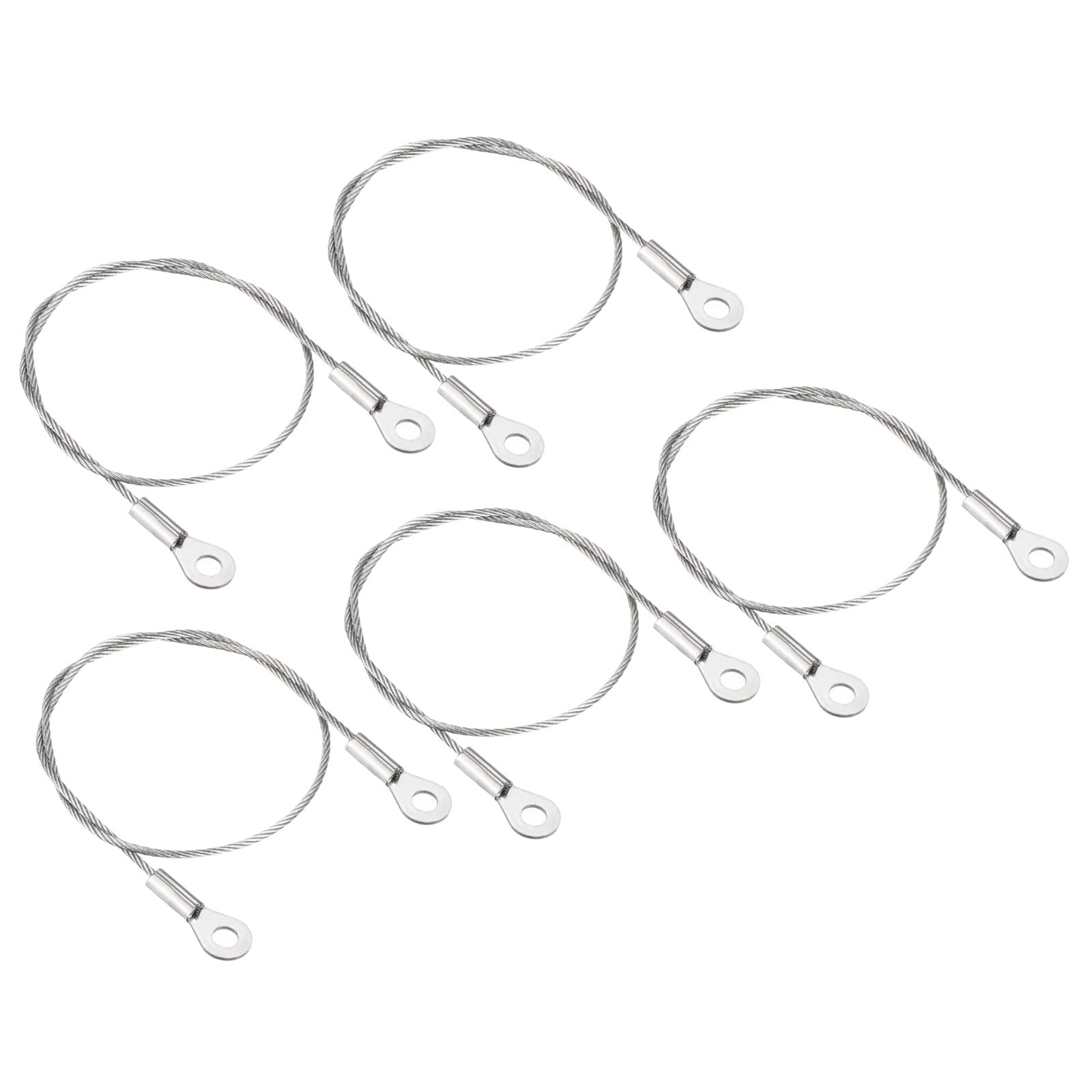 PATIKIL Stainless Steel Lanyard Cable 12 Inch 30cmx1.5mm, 5 Pcs 4mm ID Eyelets Ended Loop Security Wire Rope