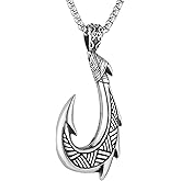 STWTR Hawaii Stainless Steel Fish Hook Pendant Necklace Moana Fishhook Viking Necklace Sea Jewelry Father Husband Boyfriend Gift