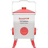 ZenxyHoC 3.6 Gal Chicken Feeder with 4 No-Waste Ports - 3 Height Adjustable | Anti-roost Cone and Locking Legs Design, Automatic Poultry Feeder for Backyard Flock