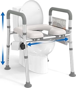 HOMLAND Erhöhter Toilettensitz mit Griffen, Toilettensitzerhöhung für Senioren mit verstellbarer Höhe und Breite, Toilettenerhöhung für ältere Menschen, Schwangere, passend für jede Toilette
