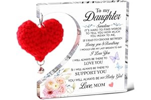 LITTLEFA Daughter Birthday Gifts from Mom,Thank You Gifts for Daughters Graduation Christmas,Unique Daughter Gift Ideas,It's Hard to Find Words to Tell You How Much Mean to Me Acrylic Weaving Heart Plaque