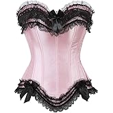 ICEGIA Women's Lace Up Boned Overbust Corset Bustier Lingerie Bodyshaper Top