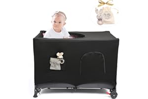 HI BABY MONMENT Pack N Play Blackout Cover, Crib Canopy Cover for Pack and Play, Breathable Blackout Tent for Travel Crib, Portable Stretchy Netting Cover for Indoor Outdoor Travel Playard