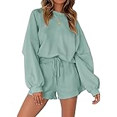 MEROKEETY 2026 Spring Lounge Sets for Women Oversized Batwing Sleeve Casual Top and Shorts 2 Piece Outfits Sweat Set