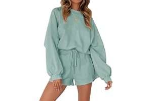 MEROKEETY Women's 2024 Fall Oversized Batwing Sleeve Lounge Sets Casual Top and Shorts 2 Piece Outfits Sweatsuit