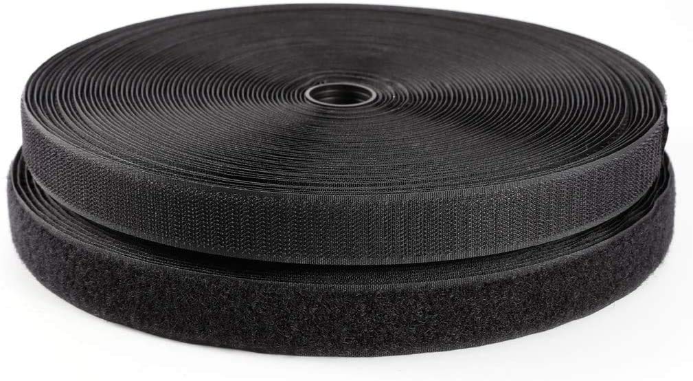 IHKFILAN Sew On Hook and Loop Tape Fastening Nylon Fabric Tape Sewing Tapes Both Sides Included (Black, 1.6cm x 10 Meters) — image 1