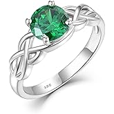 STARCHENIE Celtic Knot Promise Ring for Women 925 Sterling Silver Engagement Wedding Band with Birthstone (Size 5-10)