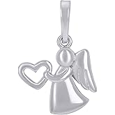 Jewels By Lux Sterling Silver Womens Angel With Heart Angle Charm Pendant