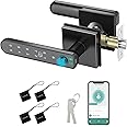 Foxgard Smart Fingerprint Door Lock:Fingerprint Door Knob-Biometric 5-in-1 Finger Print Door Lock-Thumb Print Door Knob for Bedroom-APP Control-Easy Installation–Square Black–1 Pack