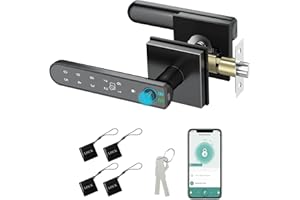 Foxgard Smart Fingerprint Door Lock:Fingerprint Door Knob-Biometric 5-in-1 Finger Print Door Lock-Thumb Print Door Knob for Bedroom-APP Control-Easy Installation–Square Black–1 Pack