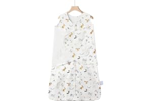 Ftikvo Swaddle-Blanket Baby Girl & Boy Swaddles Newborn Infant Transition 100% Cotton Wrap Blankets, 3-Way Adjustable Wearable Blanket, TOG 1.0 (Dinosaur, Small, 0-3 Month)