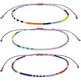 Tyebiva Colorful Beaded Stack Bracelets Set for Women, 3Pcs Cute Boho Handmade Adjustable Friendship Blue Yellow Green Beads Stackable Strand Bracelet Outfit Accessories Jewelry Gift.