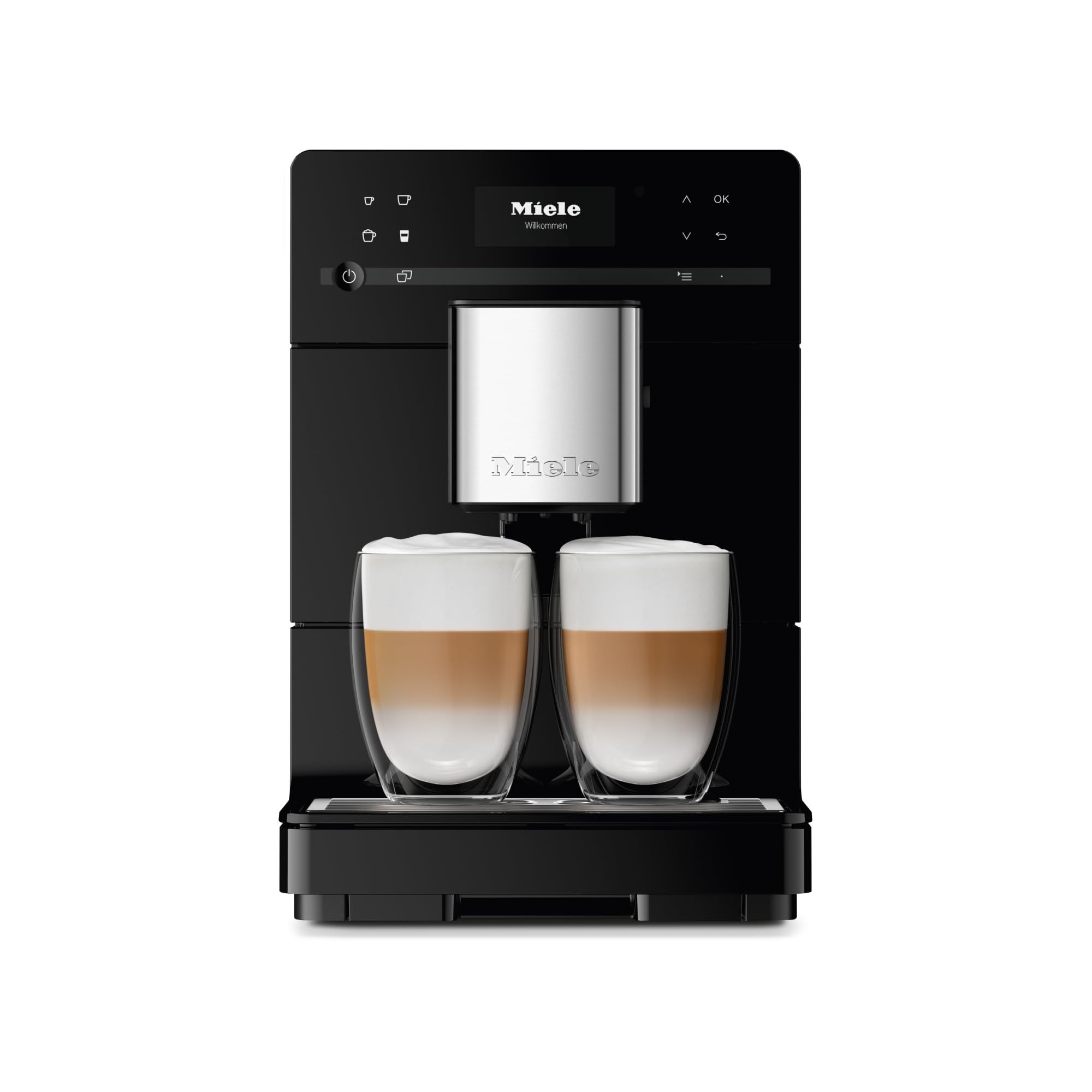 Photo 1 of Miele CM 5300 Automatic Bean-to-Cup Coffee Maker - With OneTouch for Two, aroma-preserving cone grinder, coffee pot, automatic cleaning programs and more, in Obsidian Black
