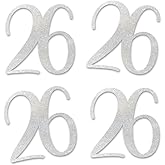 Silver Glitter 26 Cut-Out Numbers, 26th Birthday Party Anniversary Decorations DIY Essentials