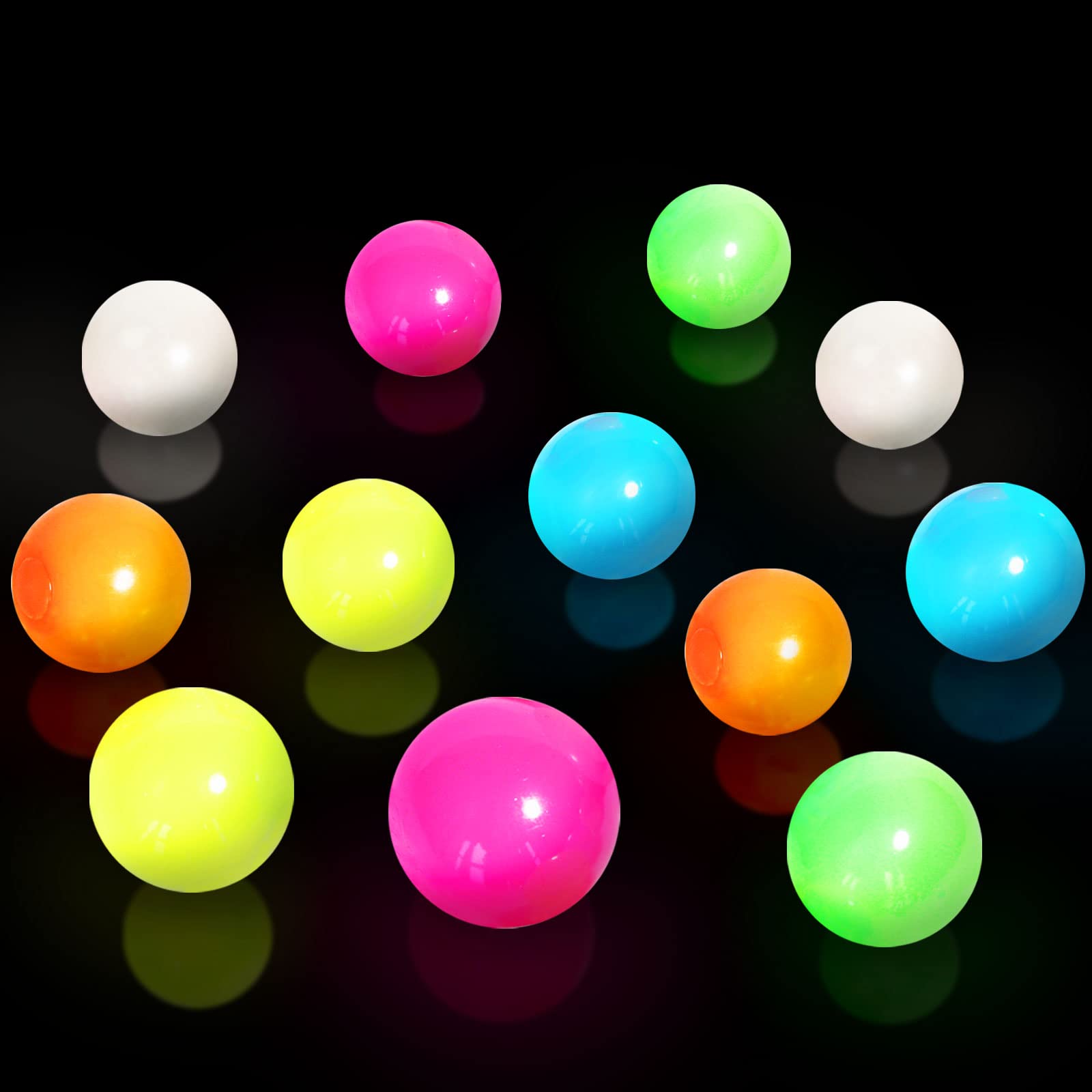 Gytera 12 Pcs Sticky Balls Ceiling Glow in The Dark Fidget Toys, Night Stress Balls for Adults Fluorescent Sticky Wall toys, Luminous Jumping Fun Decompression for Kids