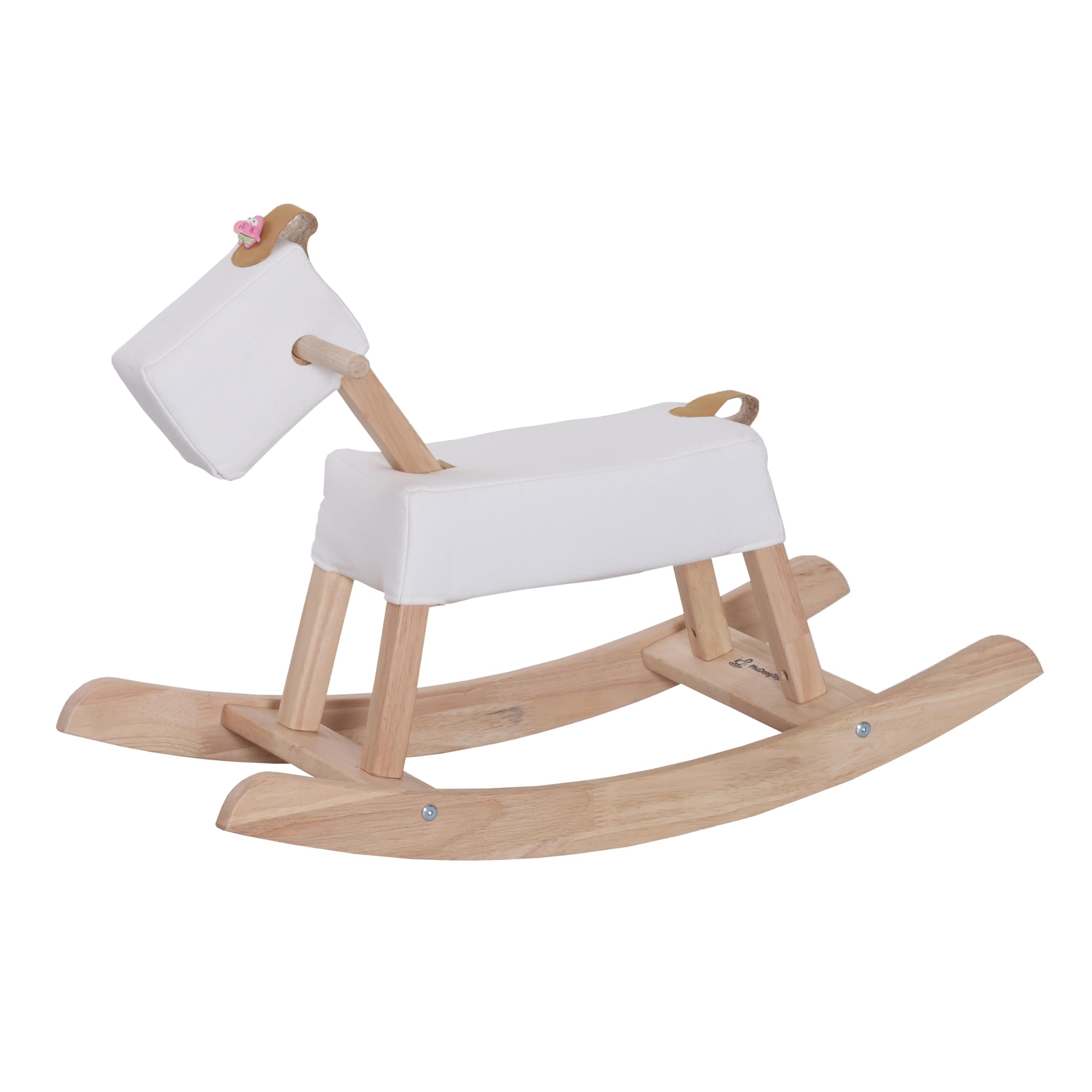 Photo 1 of PHUDONGTOYS White Wooden Rocking Horse Juni for Toddlers (Ages 1-3) - Soft Canvas Fabric, Gentle on Skin, Solid Rubber Wood, Sturdy Wood Rocking Toy, Toddler Horse Riding Toy