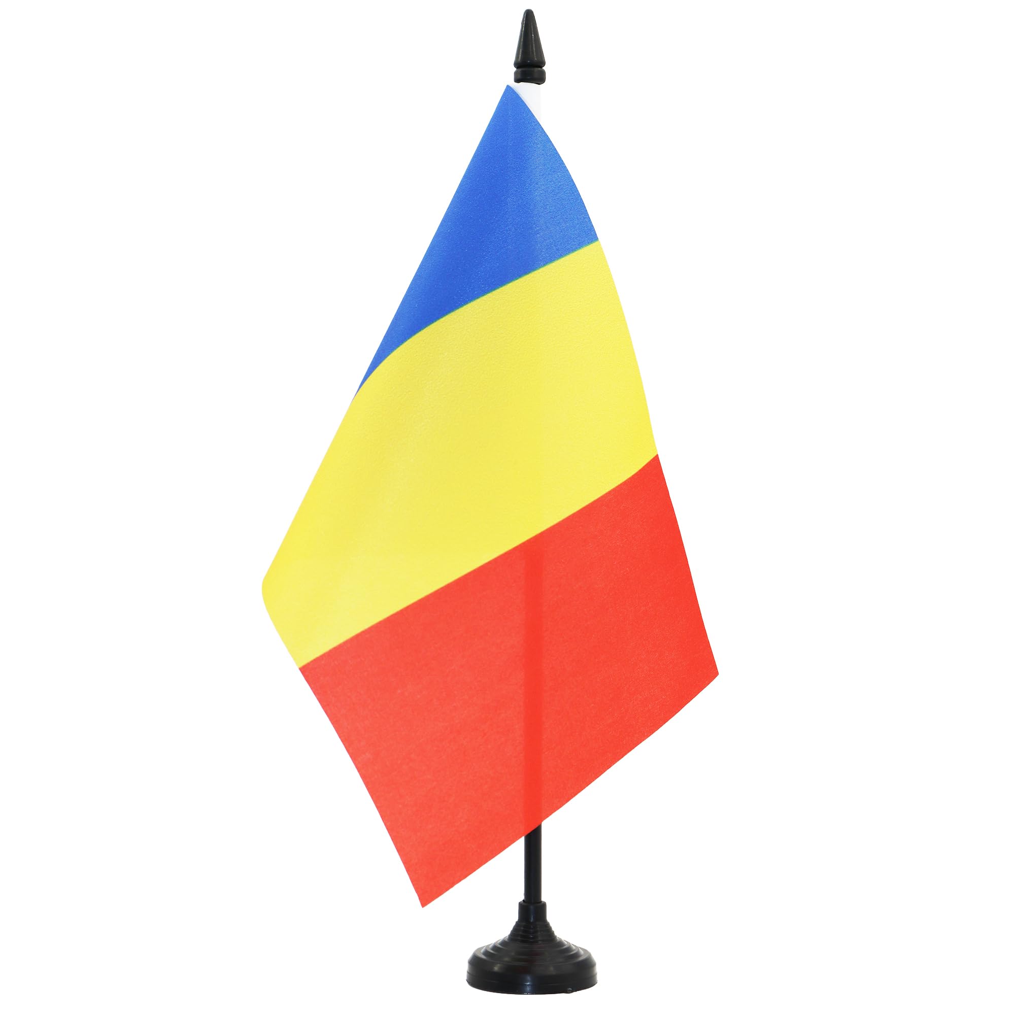 AZ FLAG Chad Table Flag 5'' x 8'' - Chadian Office Decoration 100% Polyester 21 x 14 cm - Mini Desk Flag with Pole and Black Plastic Base — image 1