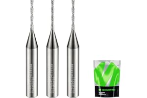 SHARPRO 1/16 Router Bits 1/4 Shank, Spiral Downcut Router Bit, 1/16 Inch CNC Router Bits, Down Cut End Mills 1/4 Shank, Solid Carbide Endmills, Ideal for Wood Inlay, Grooving,1/2" CL, 2" OVL (3PCS)