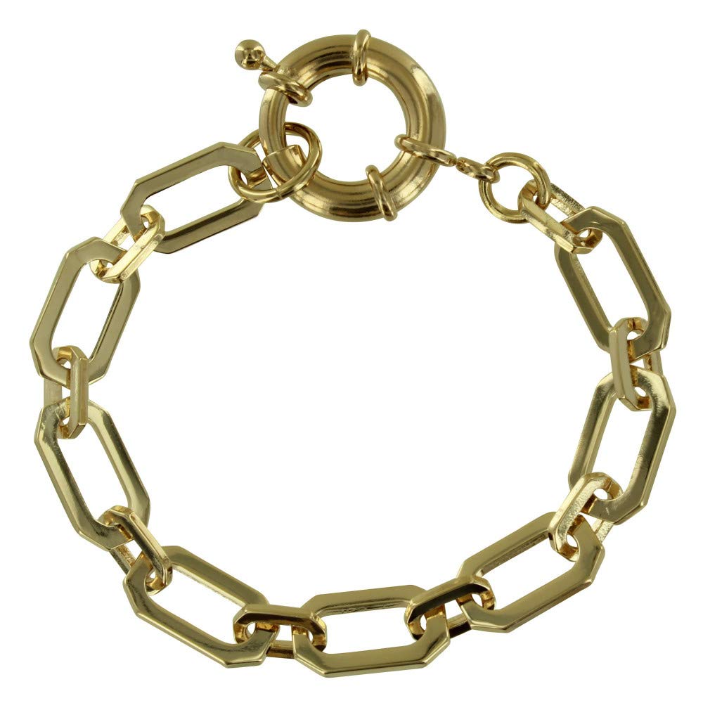 LES POULETTES BIJOUX - Gold Plated Bracelet Rectangle Link Buoy Clasp