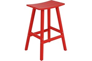 WO WESTIN OUTDOOR WO Home Furniture Saddle Stool 29"-Inch Adirondack HDPE Backless Patio Kitchen Bar Stool Seat (Red)