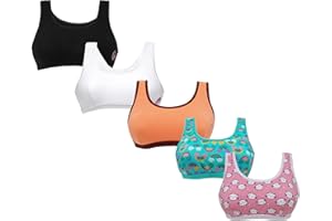 DChica Girls Training Bra, Seamless Crop Top Cotton Stretch Training Bras for Teens - Pack of 5