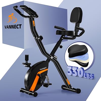 vannect 2026 Foldable Exercise Bike 16 Resistance Levels Heart Rate LCD Display