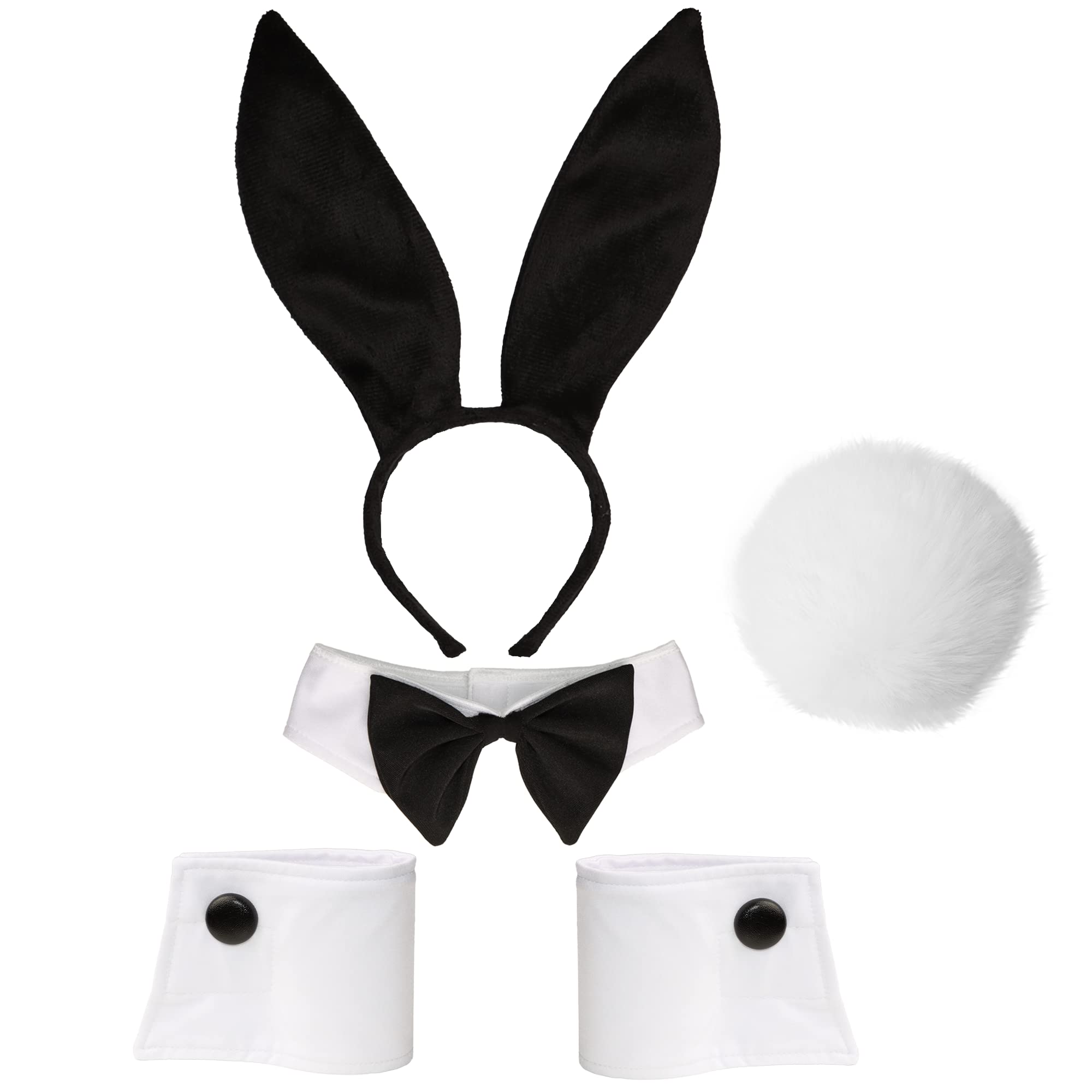 Photo 1 of Feacole Bunny Costume Set - Rabbit Ears Headband, Bow Tie, Cuff and Tail Accessories Kit