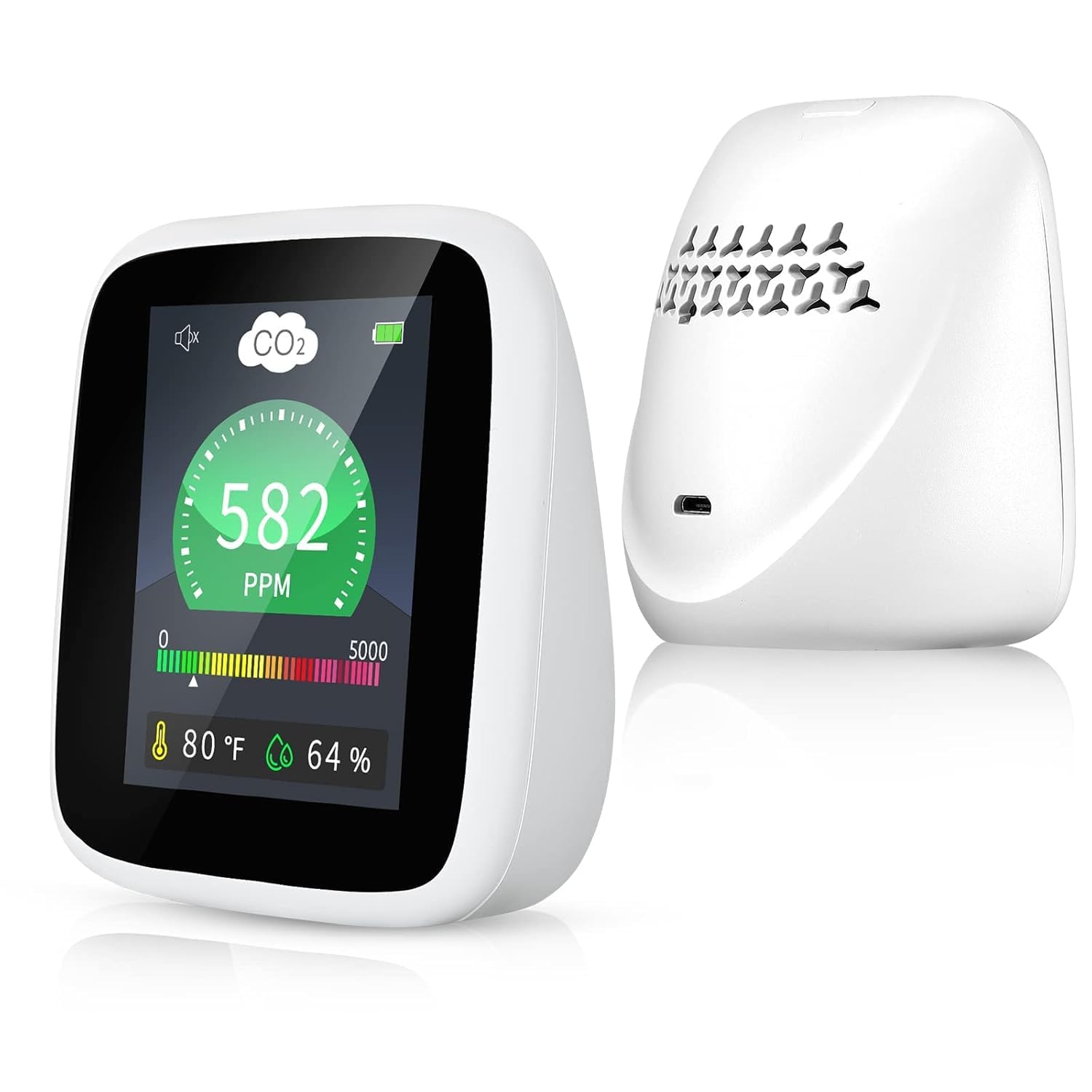 Photo 1 of CO2 Monitor Carbon Dioxide Detector, 5-in-1 Indoor Air Quality Monitor, Portable CO2 Tester with Alarm, Tester for Carbon Dioxide, Temperature & Humidity, CO2 Sensor for Grow Tents, Bedroom, Home