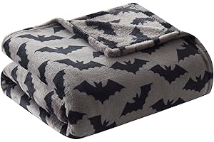 GoodGram Ultra Soft & Plush Autumn & Halloween Chic Themed Oversized Accent Throw Blankets - Assorted Styles (Gray Bats)