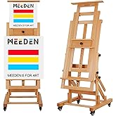 MEEDEN Movable Large H-Frame Painting Easel - Artist Studio Easel - Heavy Duty Art Easel Stand for Adults, Solid Beech Wood E