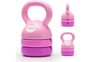 TopMade Adjustable Kettlebell Weights Set Cast Iron Exercise Fitness Kettle Ball Grip 5, 8, 9,12lb Free Weight Men Women Kettlebells for Home Gym Workout Ballistic, Core,Strength Training